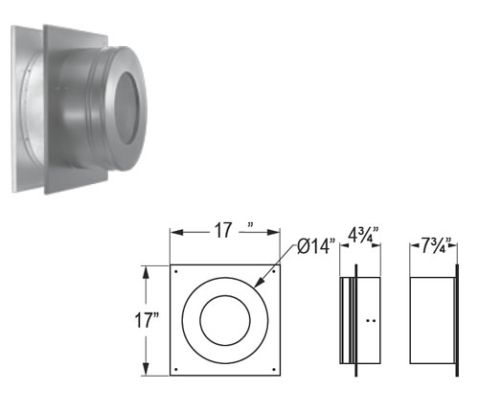 M&G DuraVent 6'' DuraPlus Wall Thimble - Galvalume - 9043N // 6DP-WT