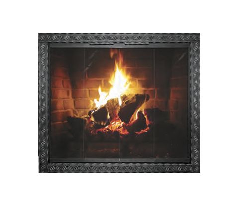 Thermo-Rite Aztec Custom Glass Fireplace Door - Welded Steel - AZTEC (shown in Natural Iron)