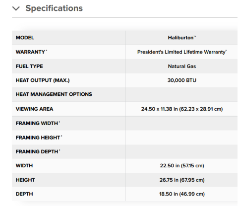 Napoleon Halliburton Direct Vent Gas Stove specs