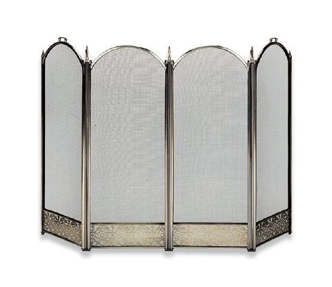 Uniflame 4 Fold Antique Brass Screen with Decorative Filigree - S-4645