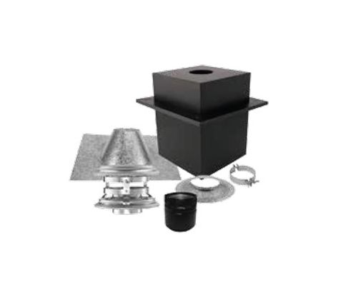 Security Chimneys 3" Secure Pellet 3" Secure Pellet Vertical Kit - Cathedral (Includes: Vertical Cap - Storm Collar - Cathedral Ceiling Support Box - Adjustable Flashing - Appliance Adapter (Black) - 3SPVCVKIT