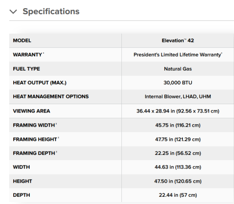Specs 42-inch