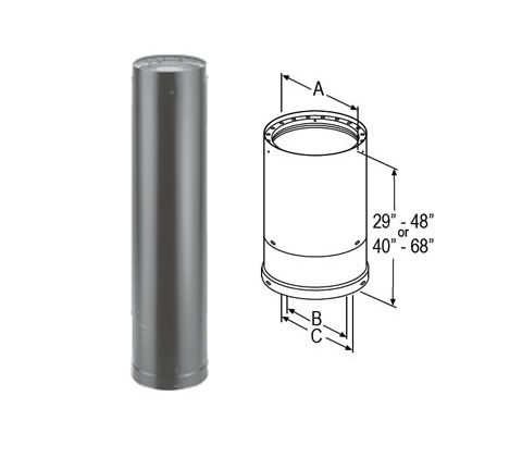 M&G DuraVent 7'' DVL Telescoping Length 40-68'' - 8747 // 7DVL-68TA