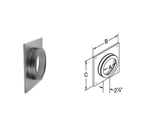 M&G DuraVent DirectVent Pro 5x8 Round Ceiling Support/Wall Thimble Cover - 58DVA-DC // 58DVA-DC