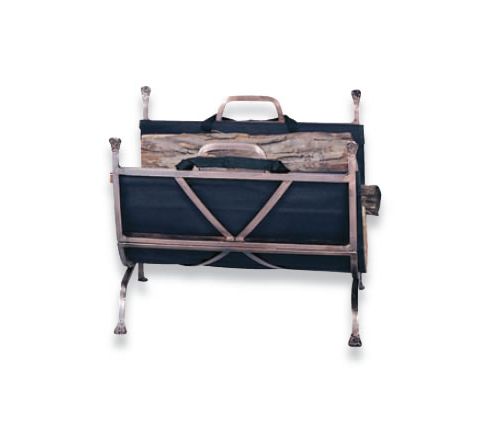 Uniflame Antique Copper Wrought Iron Log Holder with Canvas Carrier