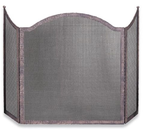 Uniflame 3 Panel Antique Rust Wrought Iron Screen with Textured Finish