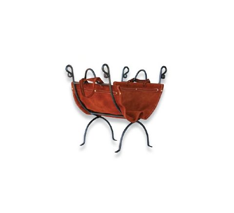 Uniflame Olde World Iron Log Holder with Suede Leather Carrier W-1196