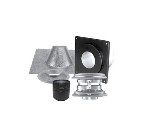 Security Chimneys 3" Secure Pellet 3" Secure Pellet Vertical Kit - Flat Ceiling Canada* (Includes: Vertical Cap - Storm Collar - Ceiling Support Firestop Spacer (For 3" Clearance),Adjustable Flashing - Appliance Adapter (Black) - 3SPVVKITC