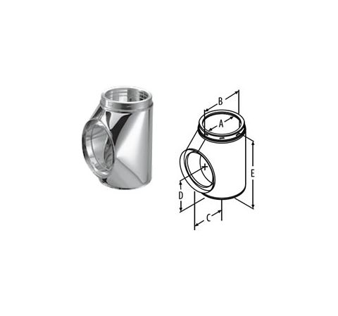 M&G DuraVent 5'' DuraTech Tee With Cap - Stainless Steel - 9367SS // 5DT-T-SS