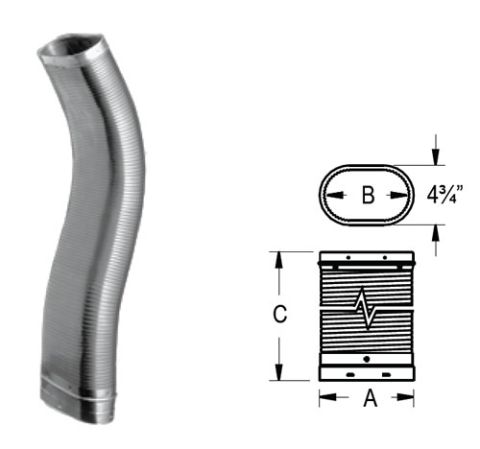 M&G DuraVent 6'' DuraLiner Oval-To-Oval Heavy Duty Flex Pipe 36'' 6DLO-36F // 6DLR-36OHF