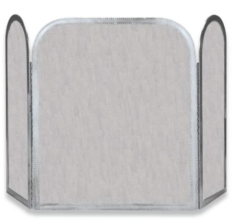 3 Panel Pewter Heavy Weight Wrought Iron Screen with Pebble Finish