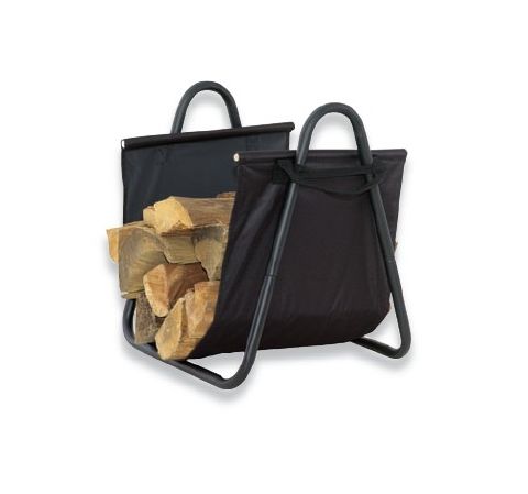 Uniflame Black Log Holder with Heavy Canvas Carrier - W-1580