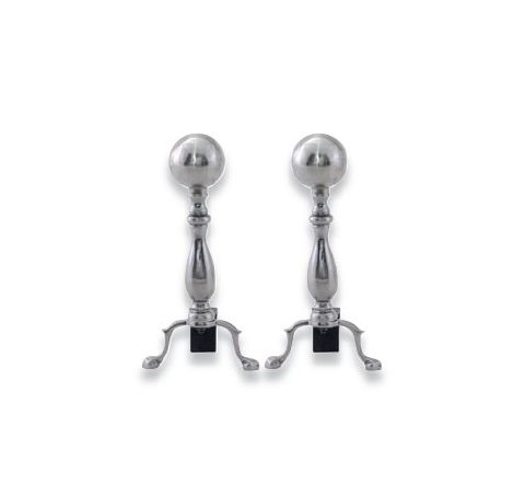 Uniflame Satin Antique Solid Brass Medium Ball Andirons - A-8844