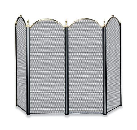 Uniflame 4 Fold Polished Brass/Black Screen (S-3117) - S41010PK