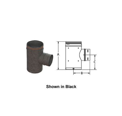 DuraVent 3x5 CVS Increaser Tee with Clean-Out - Black - 35CVS-T3B