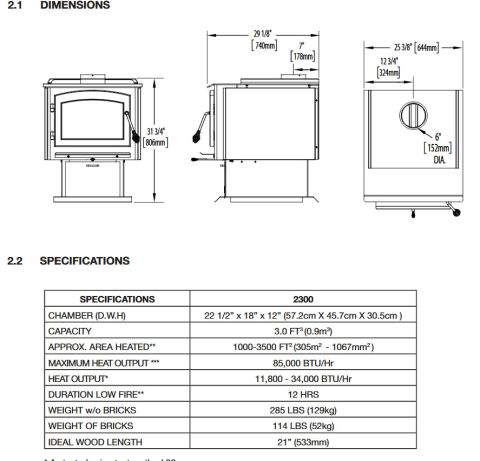 Timberwolf 2300 Dimensions