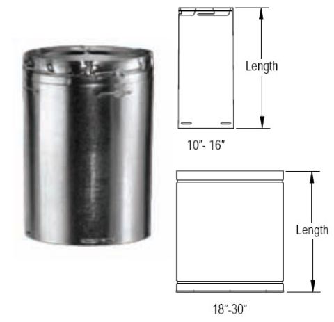 M&G DuraVent 30'' Round Gas Vent 36'' Length Round Rigid Pipe - 30GV36 // 30GV36