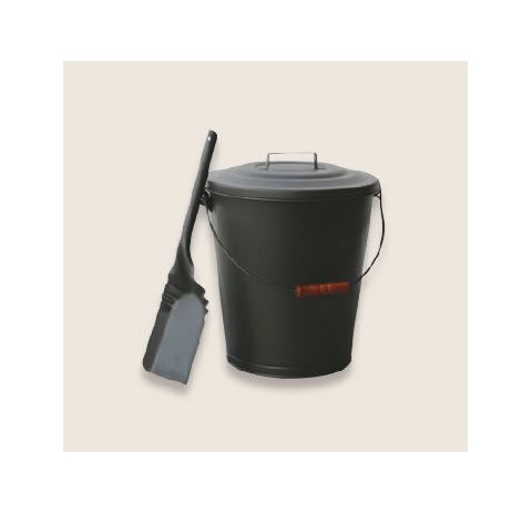 Uniflame Olde World Iron Finish Ash Bin With Lid And Shovel - C-1724B