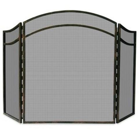 Uniflame 3 Fold Antique Rust Wrought Iron Arch Top Screen - S-1692