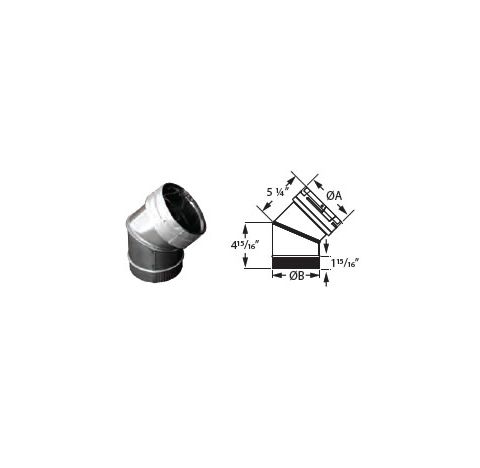 M&G DuraVent 5" DuraLiner 45 Degree Stainless Steel Elbow (SW) - 5DLR-E45