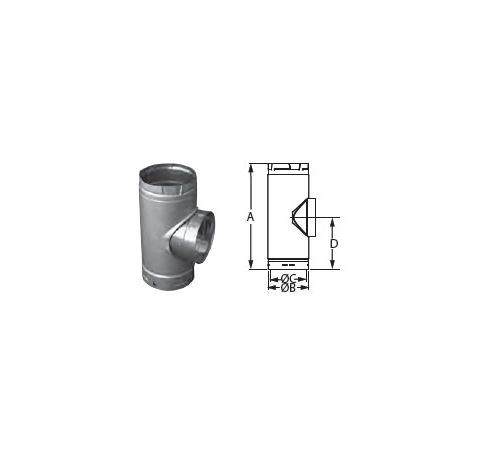 M&G DuraVent 5" DuraLiner Round Tee with Round Branch with Cap - 5DLR-T