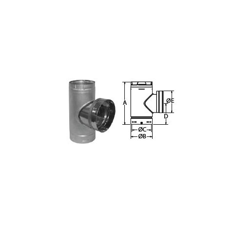 M&G DuraVent 5" DuraLiner 5" Diameter Round Tee with 6" Branch - 5DLR-TX6