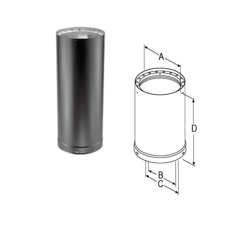 M&G DuraVent 8'' x 48'' DVL Double-Wall Black Pipe - 8848 // 8DVL-48