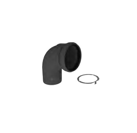 M&G DuraVent 3" PolyPro 90 Degree Elbow UV Black with Locking Band - 3PPS-E90BL