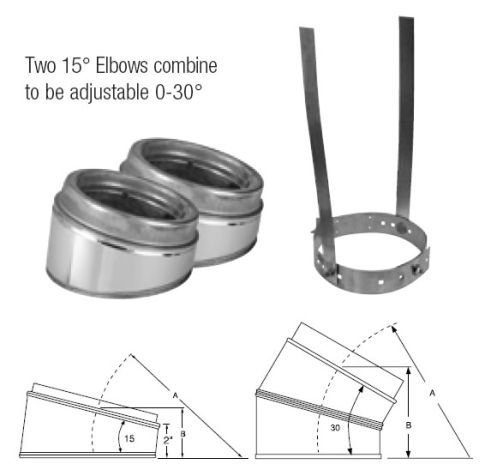 Selkirk MetalBest 8" Ultra-Temp 15 Degree Elbow Kit - 8T-EL15KIT