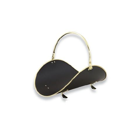 Uniflame 21" Polished Brass/Black Woodbasket with Polished Brass Tri