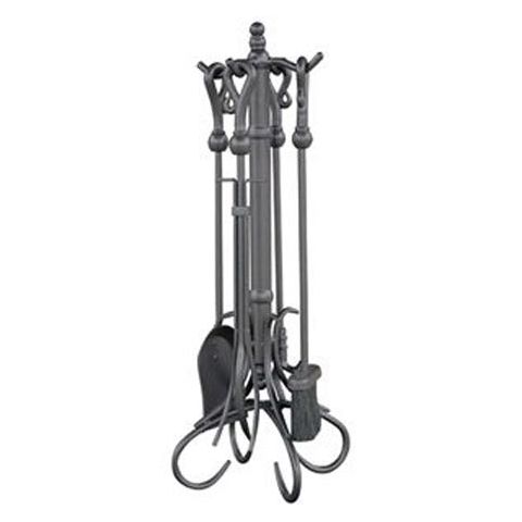 Uniflame 5 Piece Olde World Iron Fireset /w Heavy Crook Handles