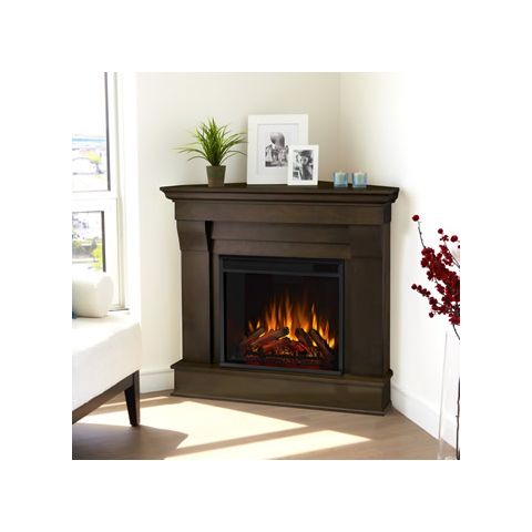 Real Flame Chateau Corner Electric Fireplace in Dark Walnut - 5950E-DW