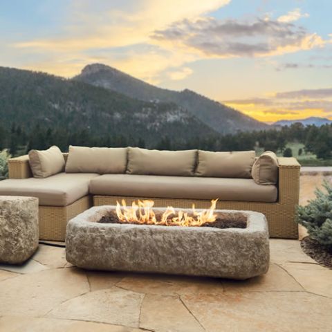 Real Flame Antique Stone Rectangle Propane Table - 568LP-ANS