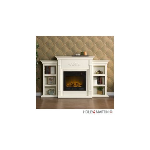Holly & Martin Fredricksburg Electric Fireplace w/ Bookcases-Ivory - 37-104-023-9-18