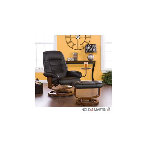 Holly & Martin Hemphill Leather Recliner and Ottoman-Black - 85-122-046-1-01