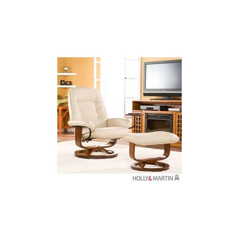 Holly & Martin Hemphill Leather Recliner and Ottoman-Taupe - 85-122-046-1-36