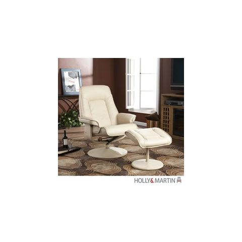 Holly & Martin Nolan Leather Recliner and Ottoman-Taupe - 85-177-046-1-36