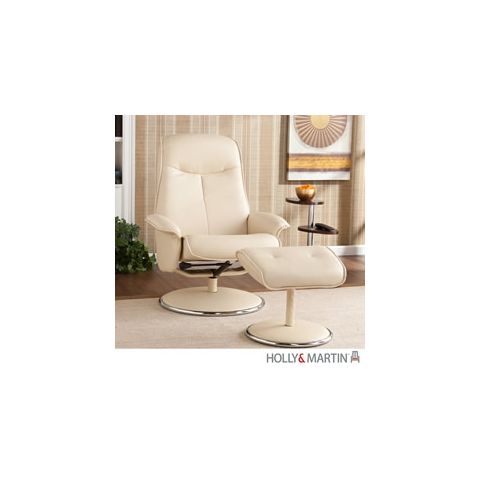Holly & Martin Naomi Leather Recliner and Ottoman-French Vanilla - 85-174-046-1-14