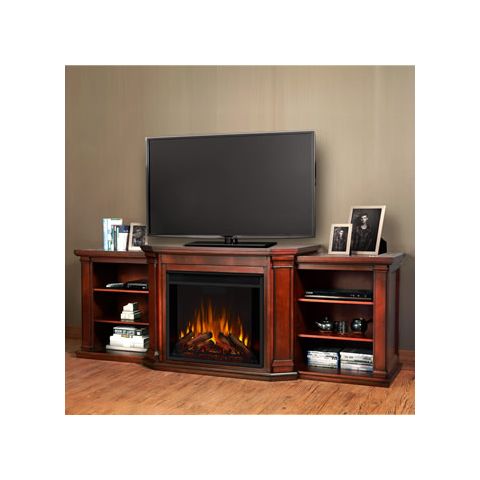 Real Flame Valmont Entertainment Center Electric Fireplace in Dark Mahogany - 7930E-DM