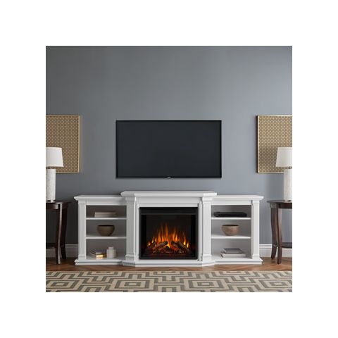 Real Flame Valmont Entertainment Center Electric Fireplace in White - 7930E-W