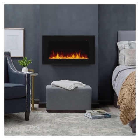 Real Flame Corretto 40 Wall-Mount Electric Fireplace in Black - 1340E-BK