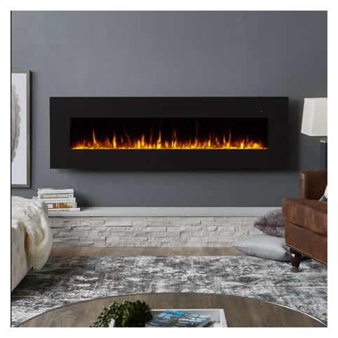 Real Flame Corretto 72 Wall-Mount Electric Fireplace in Black - 1360E-BK