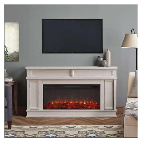 Real Flame Torrey Landscape Electric Fireplace in Bone White - 4020E-BNE