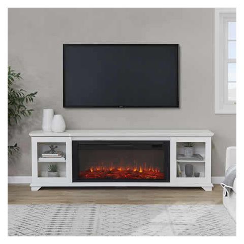 Real Flame Benjamin Landscape Media Electric Fireplace in White - 5110E-W