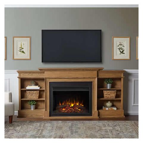 Real Flame Ashton Grand Media Electric Fireplace in English Oak - 7190E-EO