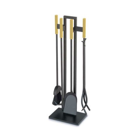Pilgrim Modern Fireplace Tool Set - Brass Handles - 18041BS