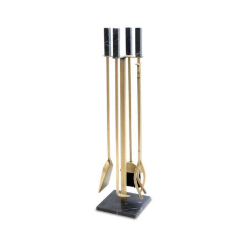 Pilgrim Nero Marble Tool Set - Square Base - Burnished Brass - Black Marble - 18062