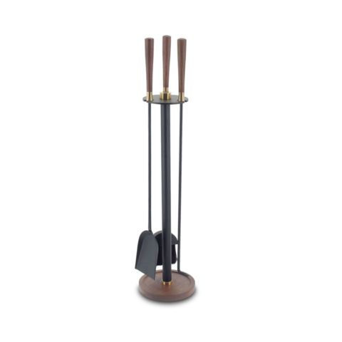 Pilgrim New Haven Walnut Handle Tool Set - Black - Burnished Brass Details - 18069