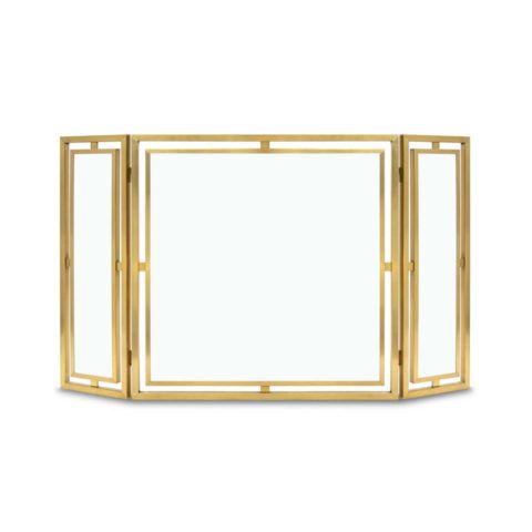 Pilgrim Floating Glass Tri Panel Screen - Brushed Brass - 18195