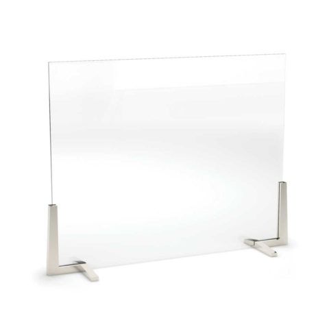 Pilgrim Axton Glass Fireplace Screen - Satin Nickel - 18384SN
